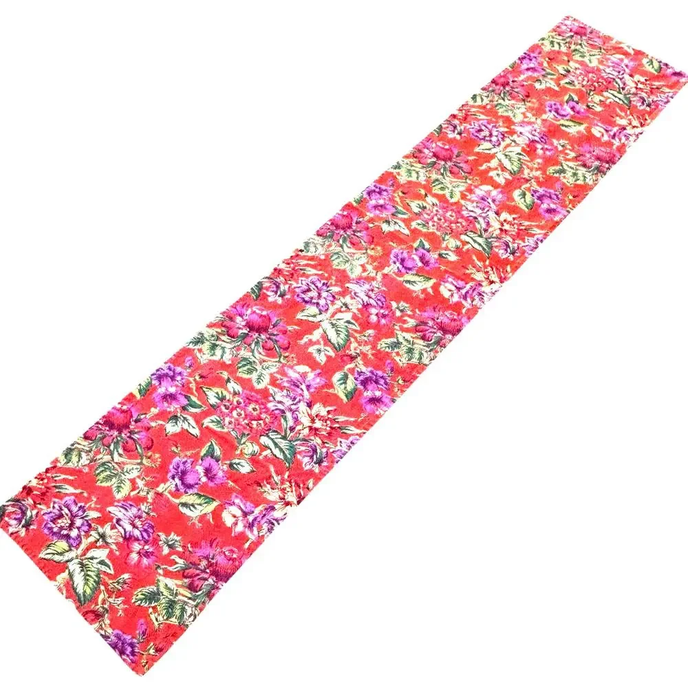 April Cornell cotton table runner orange green purple & yellow floral cottage